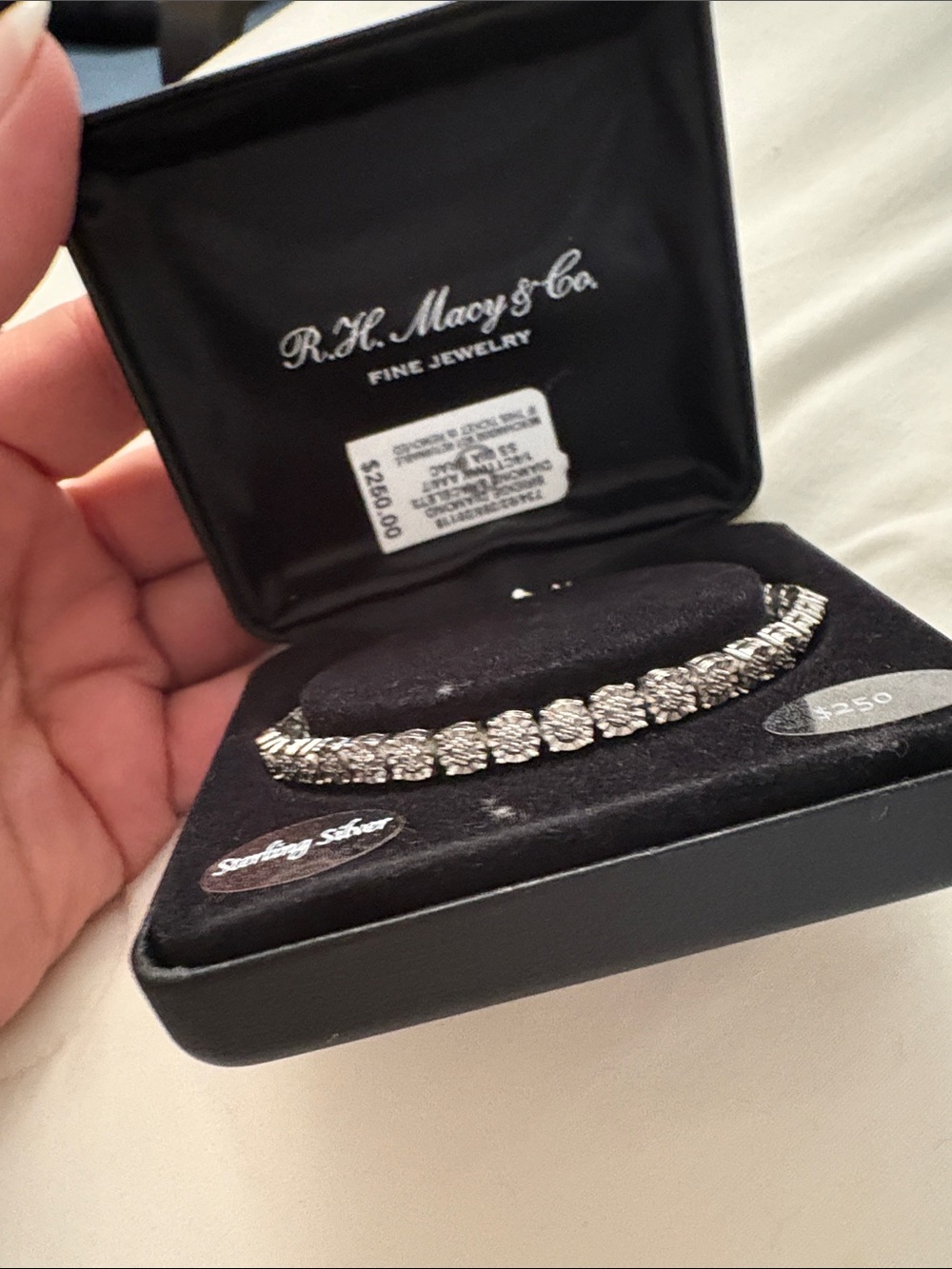 Macy's Silver-Tone Crystal Link Bracelet